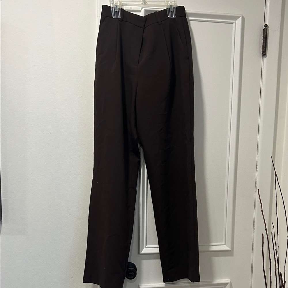 Abercrombie & Fitch Dark Brown Tailored High-Waist Pants